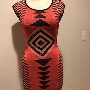 Sexy Orange Tribal Pattern Dress